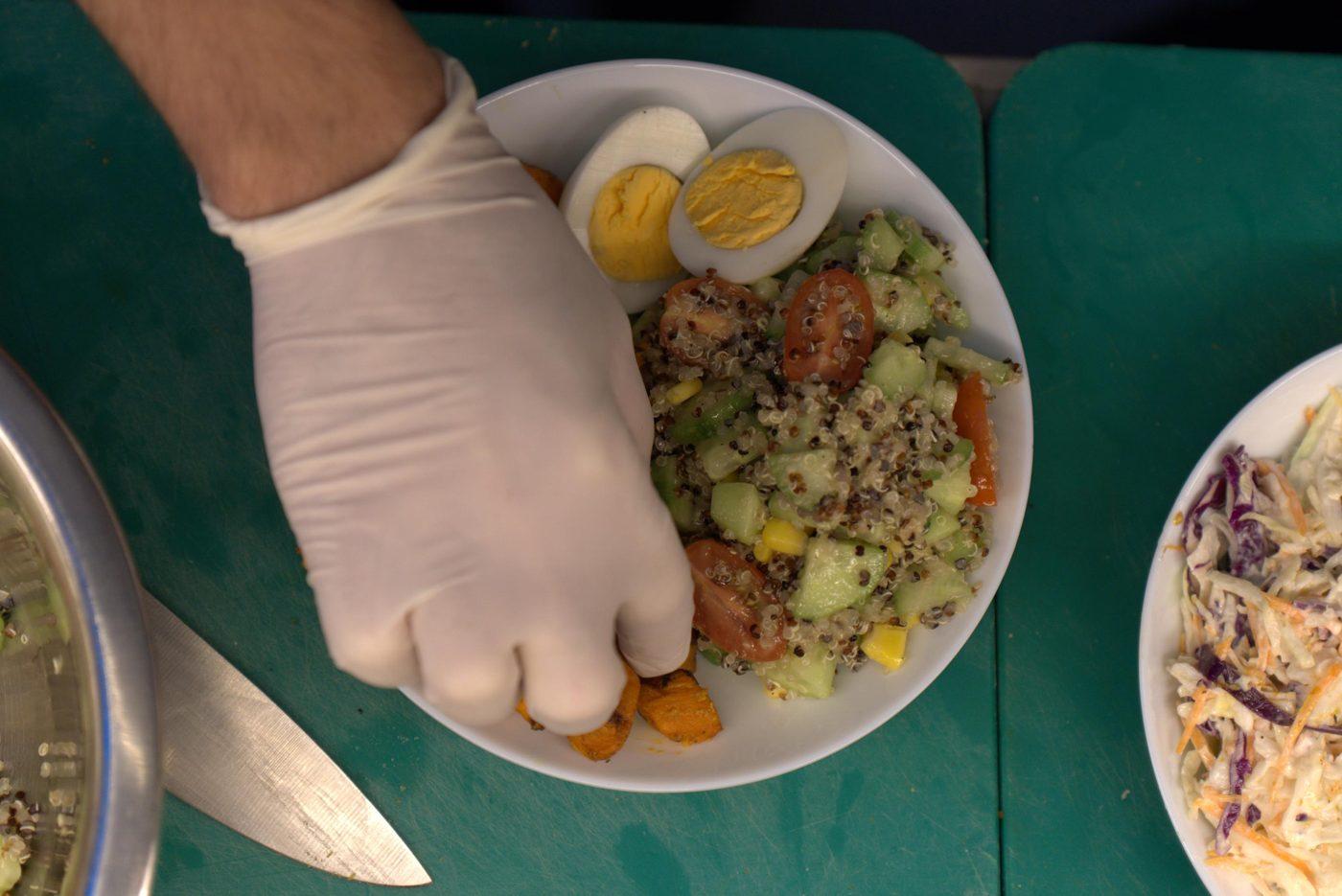 Chicken Rainbow Bowl being served